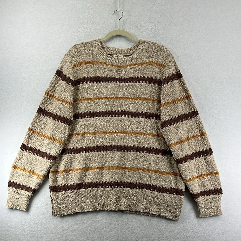 Mason & Belle Stitch Fix Pullover Sweater Size XL Tan/Brown/Gold Stripe NWOT